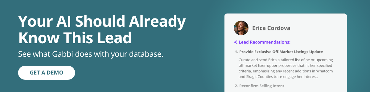 Your Real Estate CRM with AI Should Already Know Gabbi real estate CRM AI shows lead recommendations