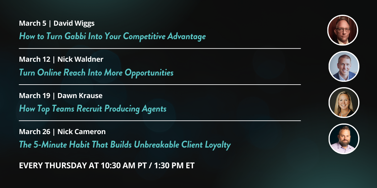 Webinar schedule with speaker names